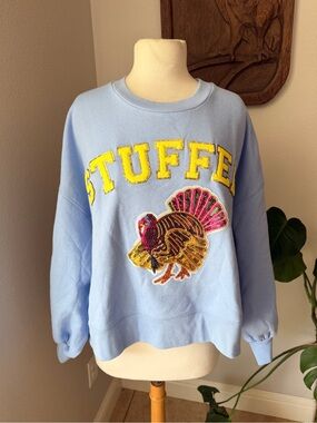 Judith March Stuffed Turkey Sequin Sweatshirt Large